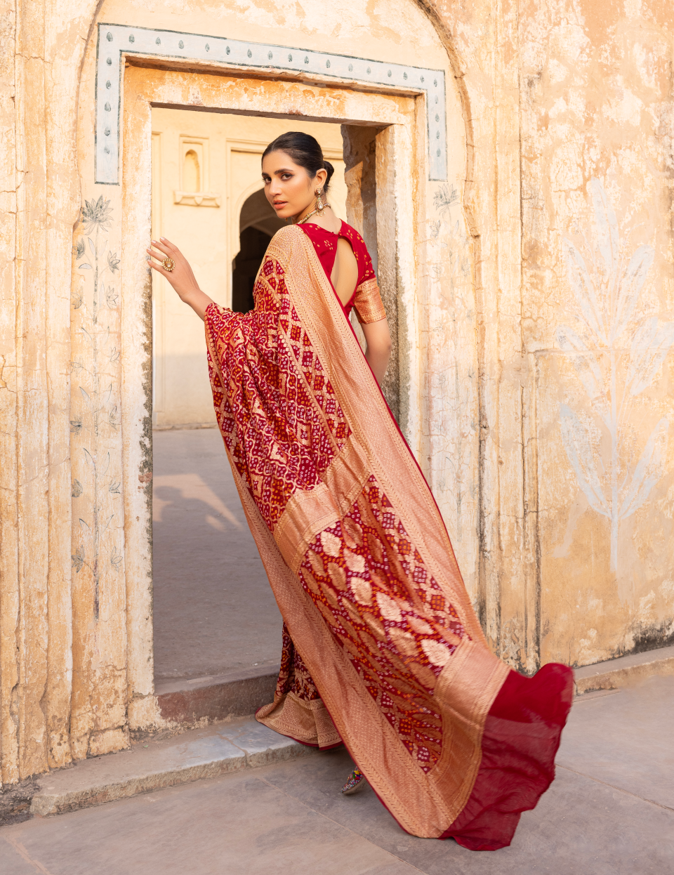 Maroon Georgette Saree with Intricate Embroidery