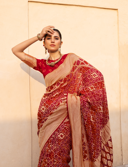 Maroon Georgette Saree with Intricate Embroidery