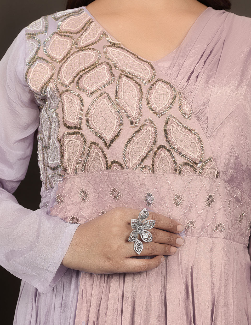 Purple Chanderi Silk Gown